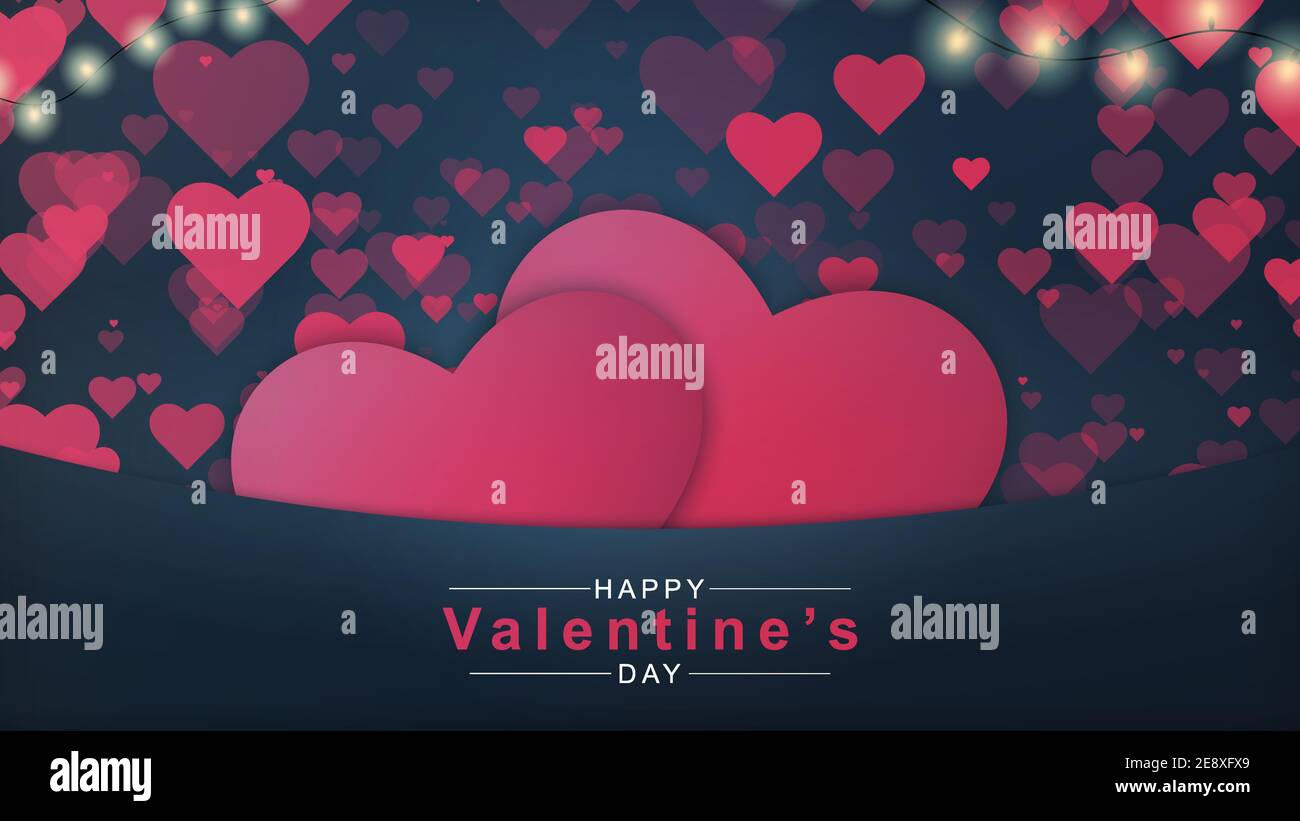 Valentines Day background with heart pattern and typography Happy ...