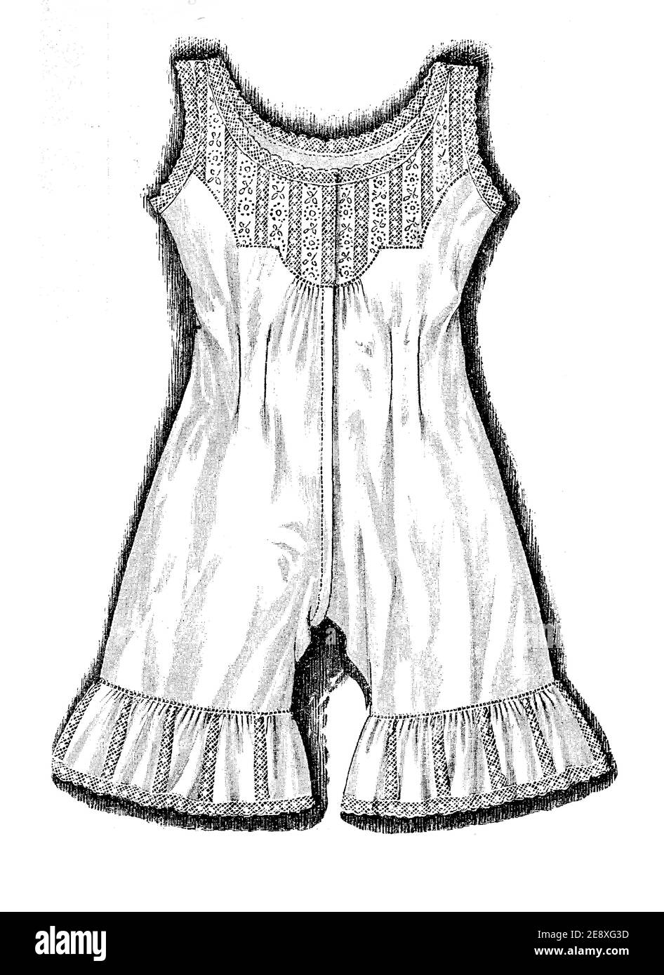 Ladies Fashion 1908,reform lingerie: split-drawers combined with a chemise, rational dressing more comfortable and suitable for a modern lifestyle with a smoother silhouette Stock Photo