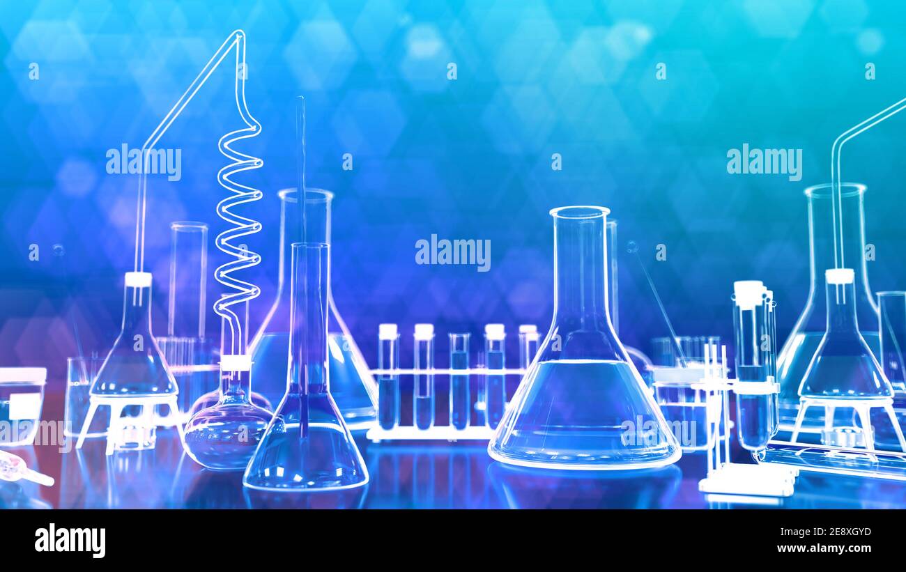 cosmetic concept, lab test tubes and other glassware may be used as