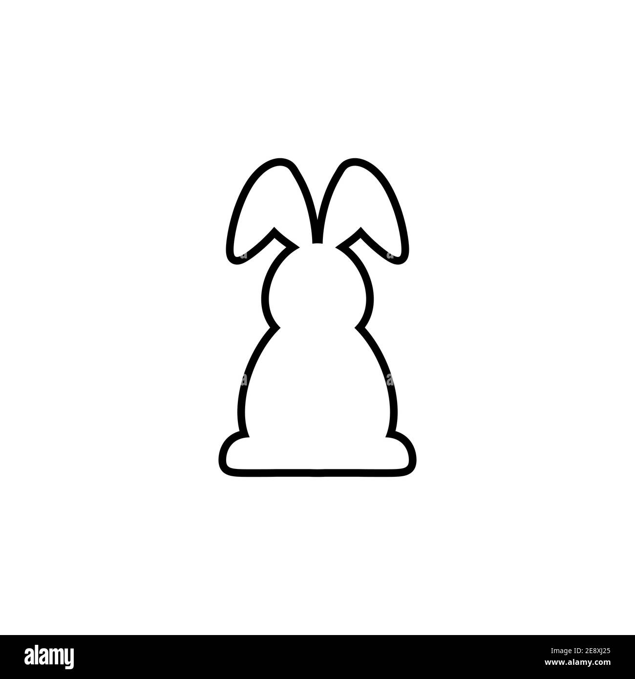 Vector icon with silhouette of sitting rabbit. White bunny with black