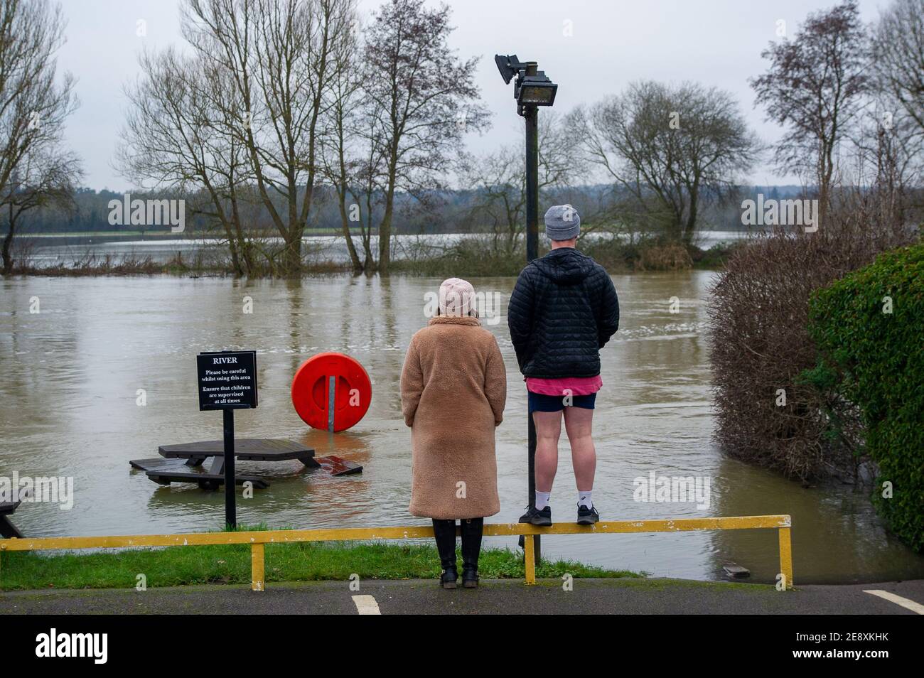 Wargrave, Berkshire, UK. 1st February, 2021. A couple watch the