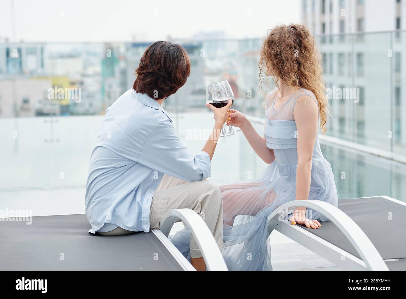 Romantic date on rooftop Stock Photo Alamy