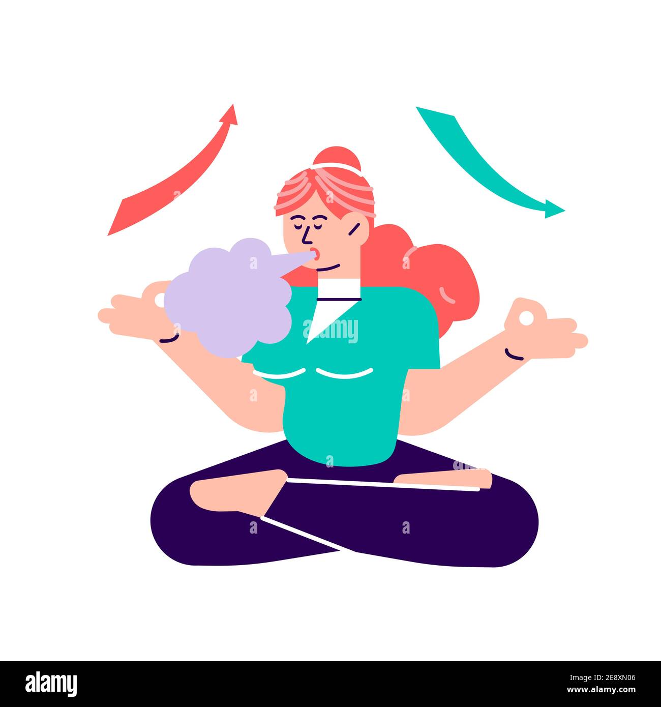 Breath exercise for good relaxation. Breathe in and out for relax. Deep breathing Stock Vector