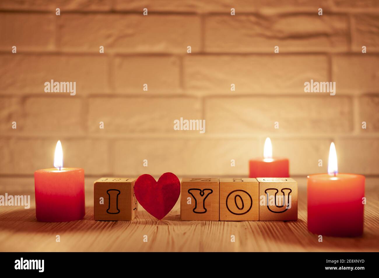 inscription of wooden cubes I love you Stock Photo