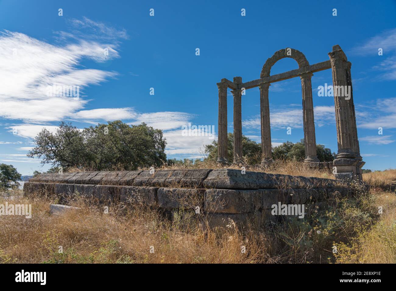 Roman ruins of Augustobriga, located in the Valdecanas swamp, next to the small village of Bohonal de Ibor in Caceres. Extremadura. Spain Stock Photo