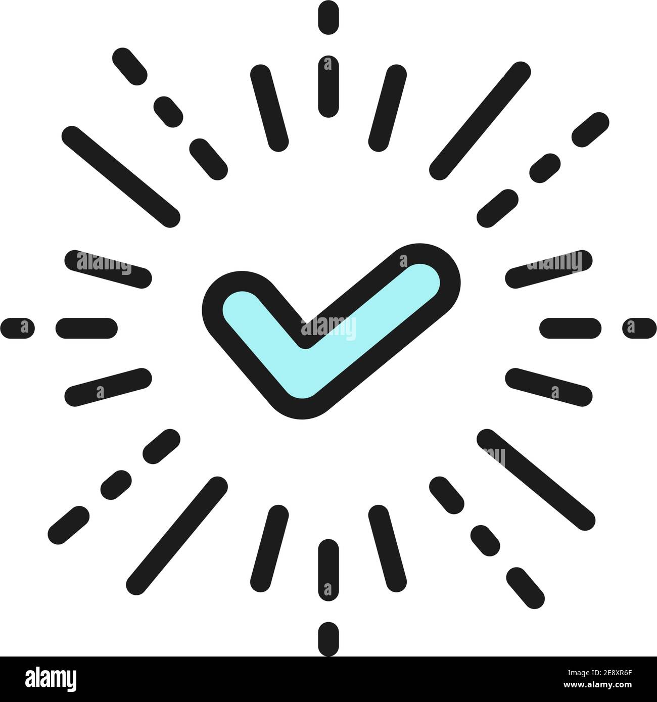 Checkmark, yes, tick, verified, approved flat color line icon Stock ...