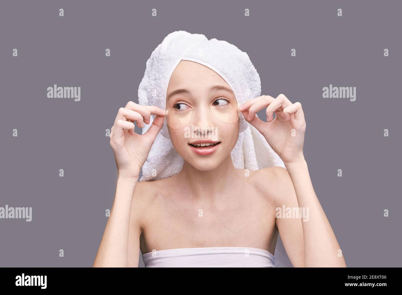 Eye patch procedure. Facial treatment. Dermatology spa. Detox therapy