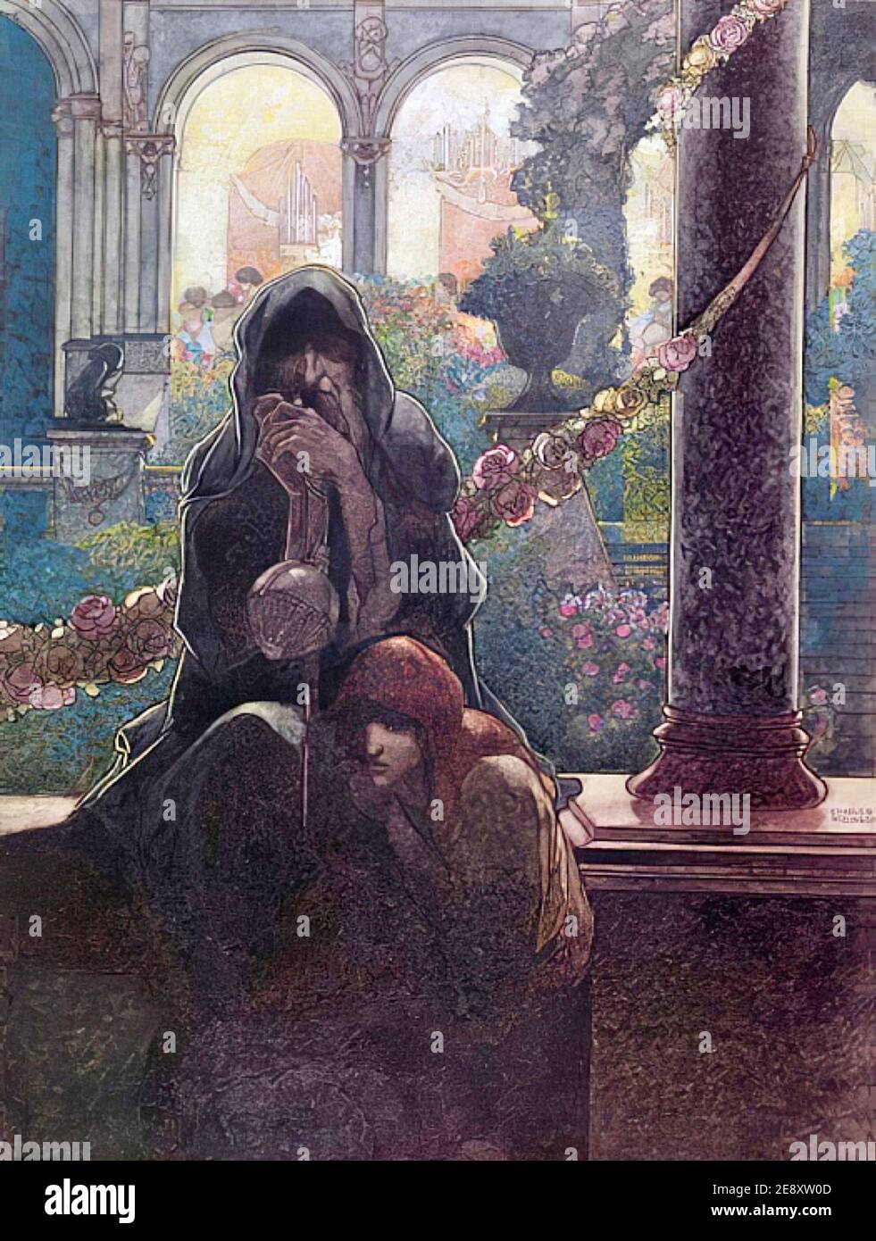 'The rich making merry in their beautiful houses while the beggars were sitting at the gates' - Charles Robinson - The Happy Prince' by Oscar Wilde Stock Photo
