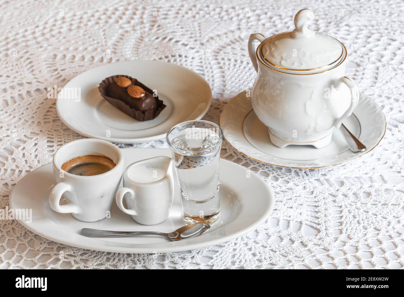 Viennese coffee served with chocolate Stock Photo - Alamy