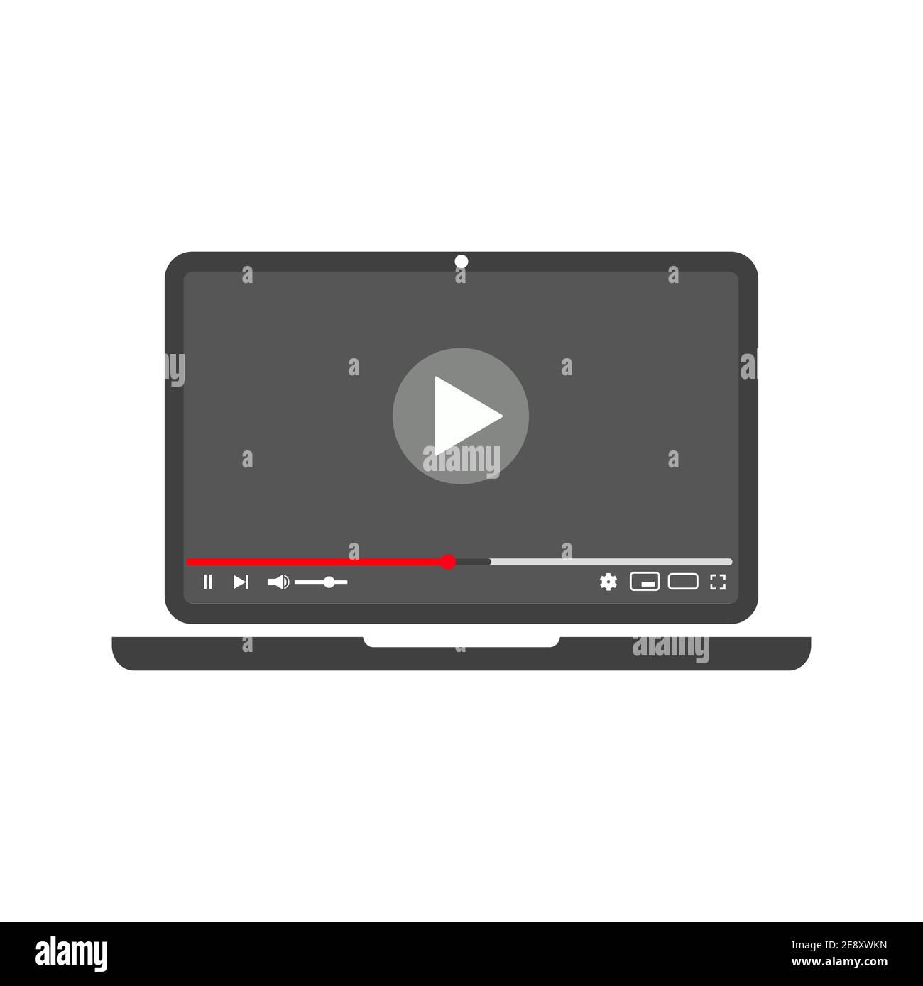 Laptop with media player vector illustration on white isolate. EPS10 ...