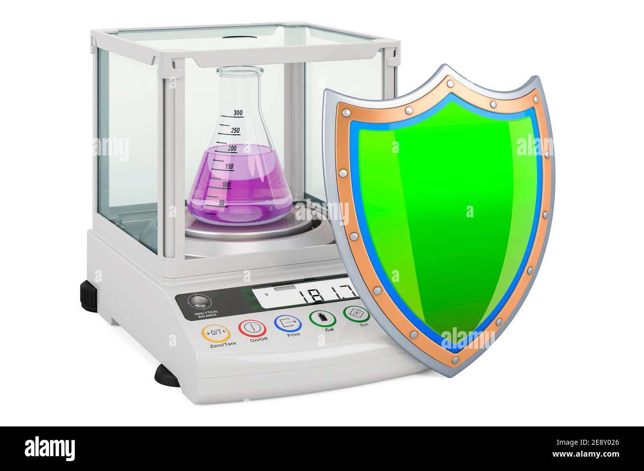 Analytical Balance, Digital Lab Scale with shield, 3D rendering isolated on white background Stock Photo