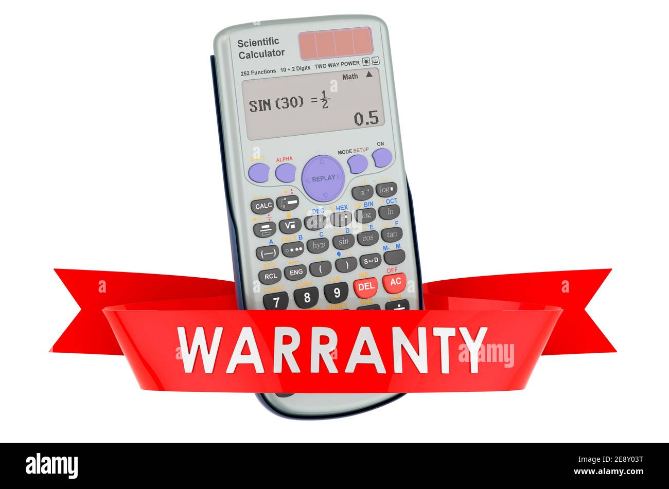 Scientific calculator warranty concept. 3D rendering isolated on white ...