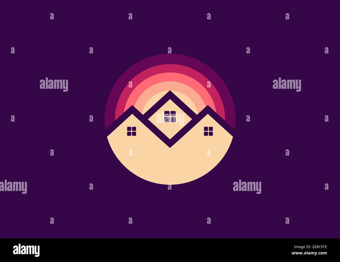 Circle house with colorful background logo design Stock Vector Image ...