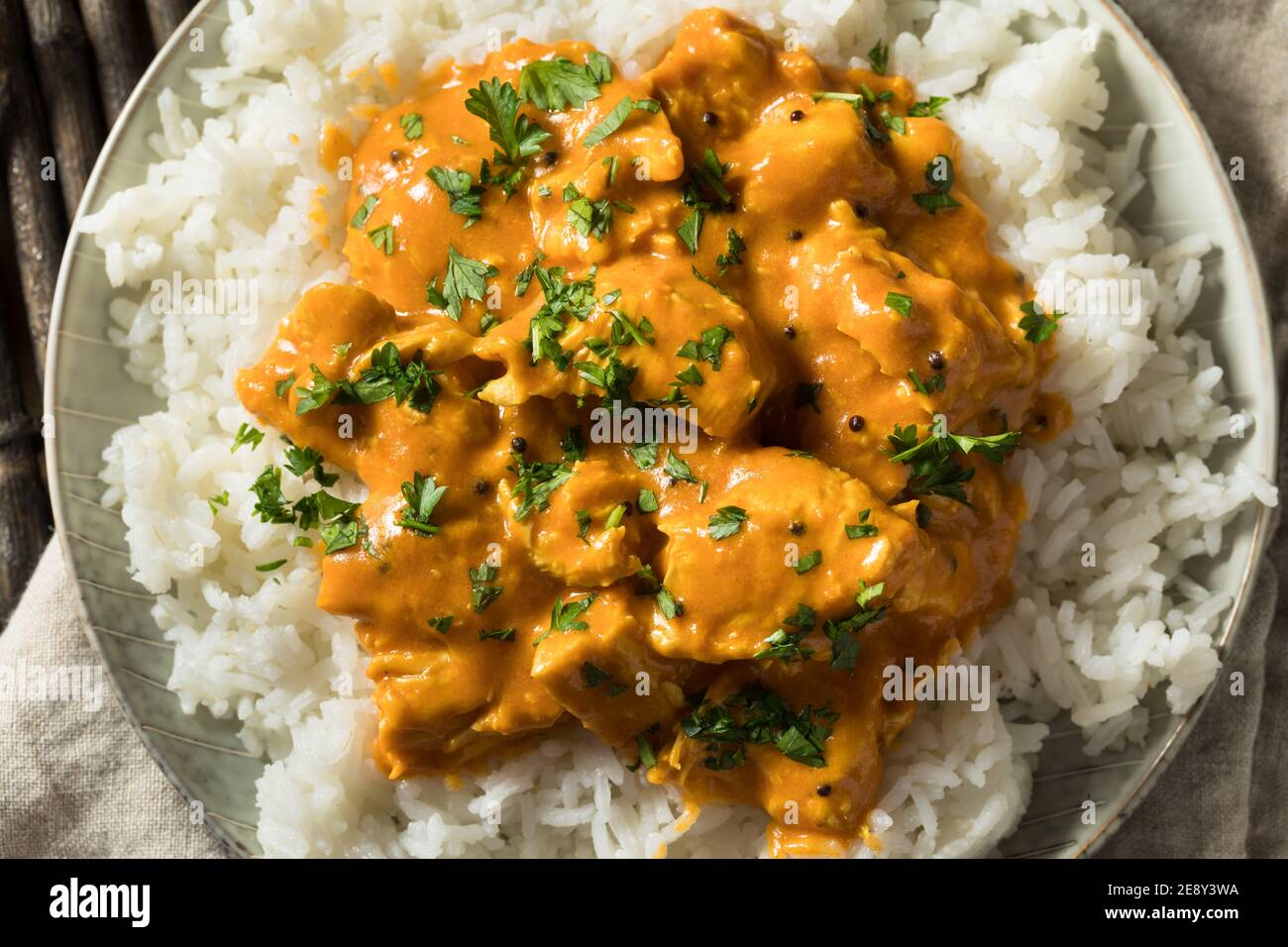 Homemade Mango Coconut Curry Chicken with White Rice Stock Photo Alamy