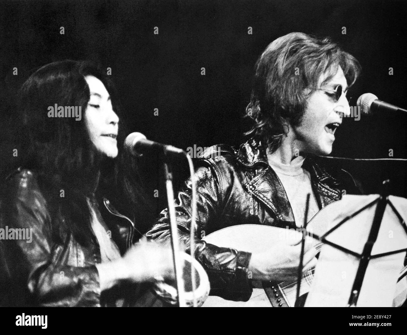 Yoko Ono and John Lennon at John Sinclair Freedom Rally on December 10, 1971 Stock Photo