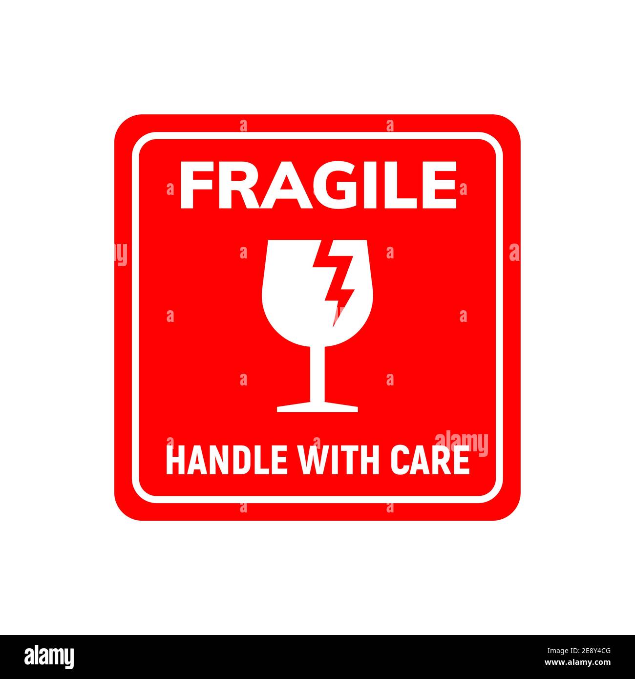 Fragile sticker care handle vector label. Glass fragile alert icon Stock Vector