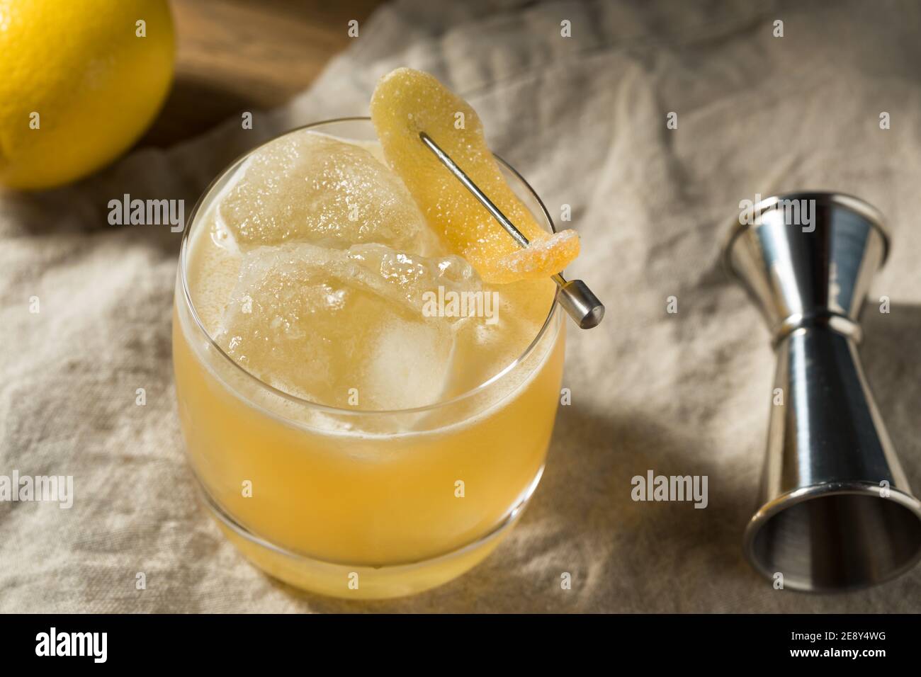 Boozy Alcoholic Penicillin Cocktail with Scotch and Ginger Stock Photo