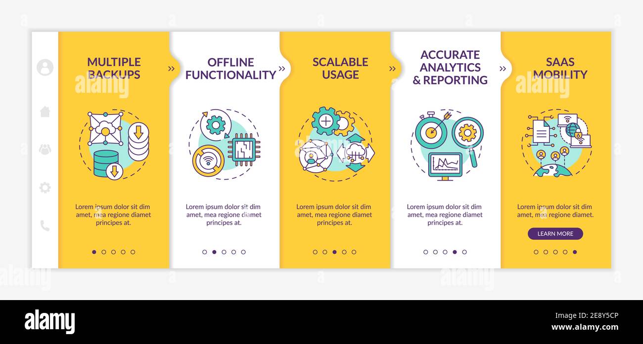 Software as service pluses onboarding vector template Stock Vector
