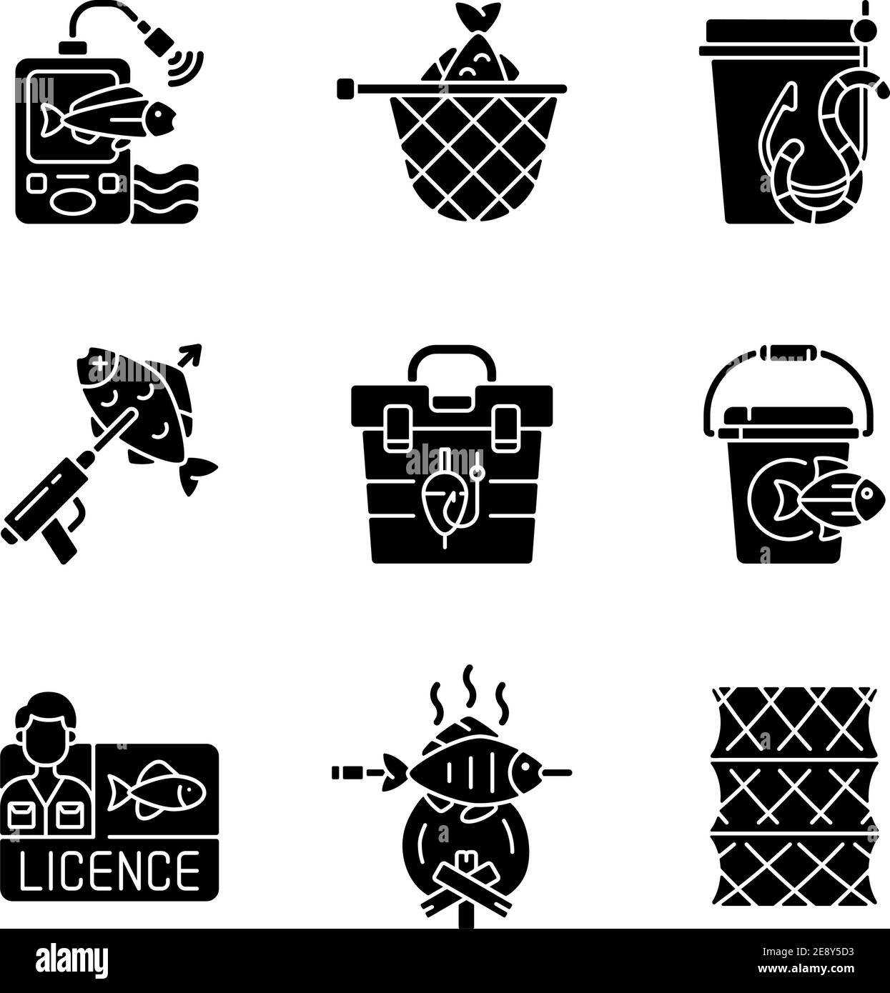 Hobby and leisure activities black glyph icons set on white space Stock ...