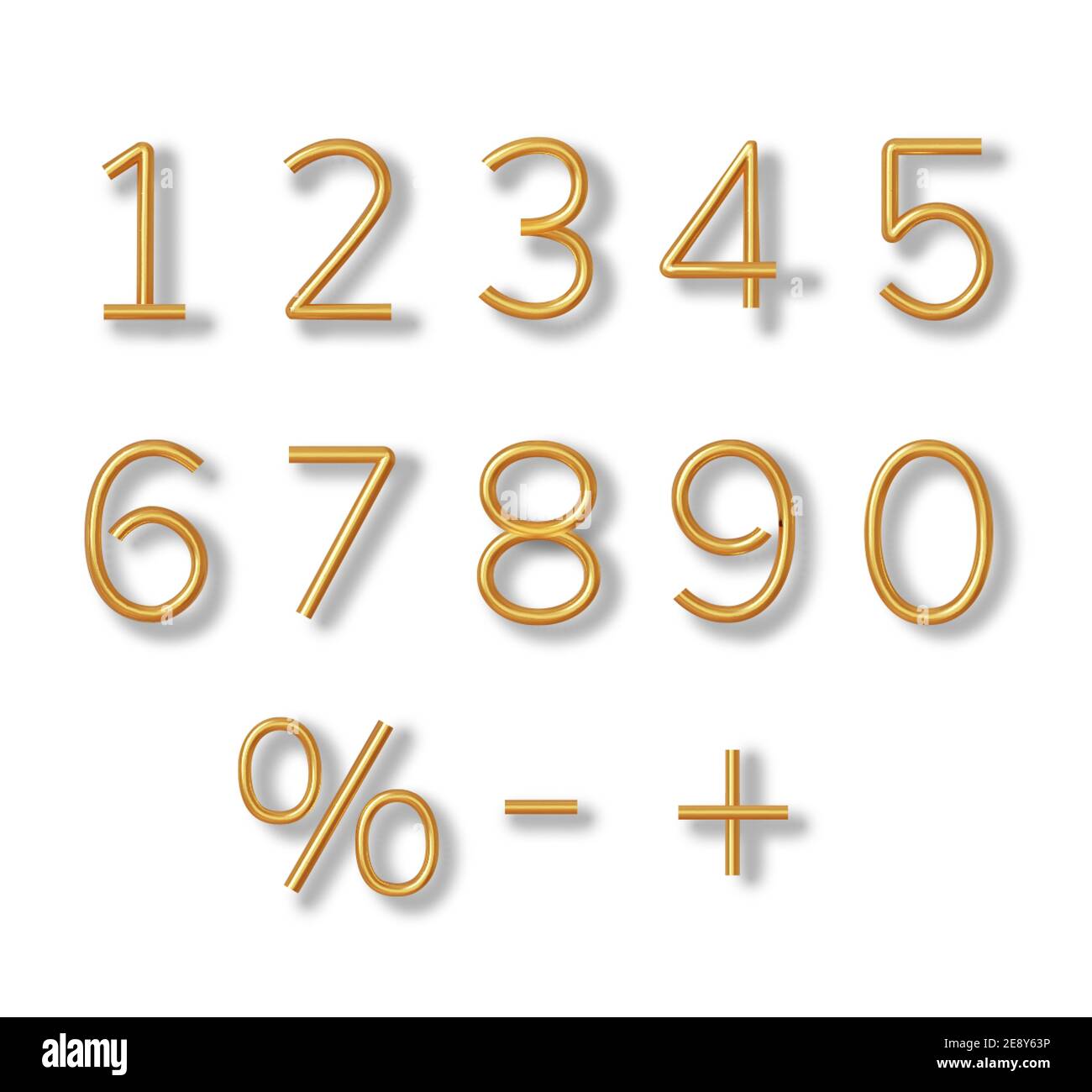 Realistic 3d font color gold numbers Number in the form of metal balloons. Vector  Stock Vector