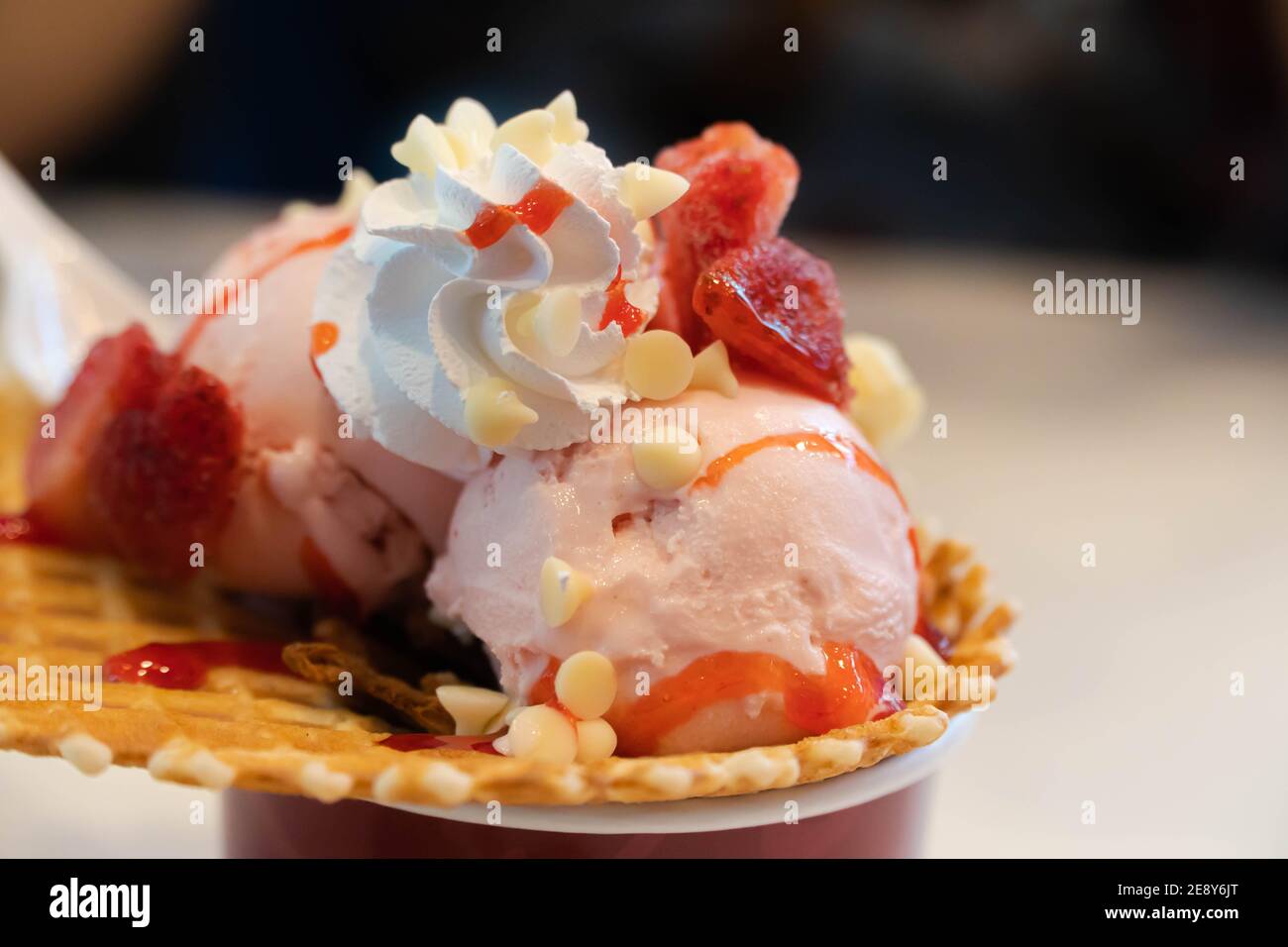 Trio of Ice Cream and Sweet Sundae Stock Photo