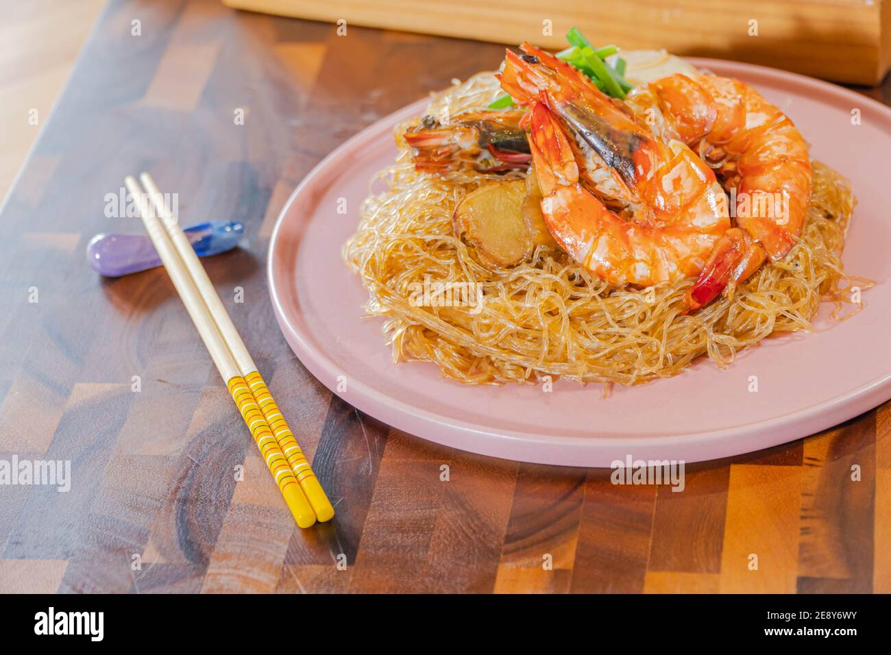 Baked Shrimp with Glass Noodles, a traditional Thai food wrapped in