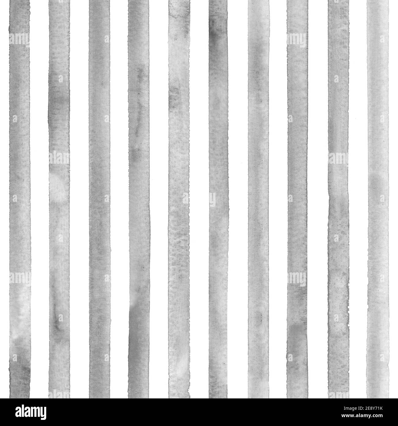 Watercolor stripe seamless pattern. Gray stripes on white