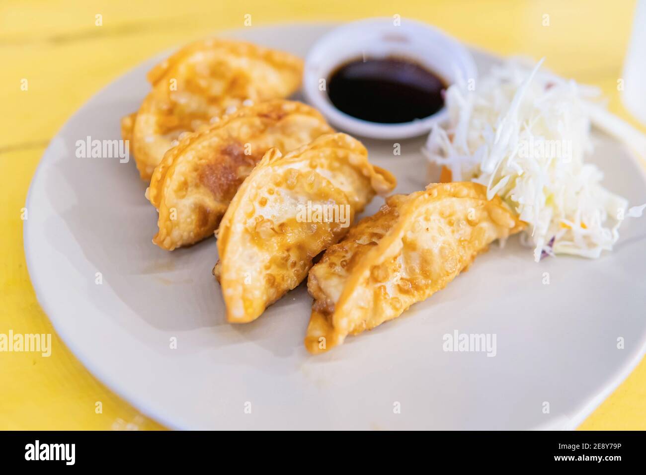 Asian Appetizer Menu Fried Dumplings Stock Photo