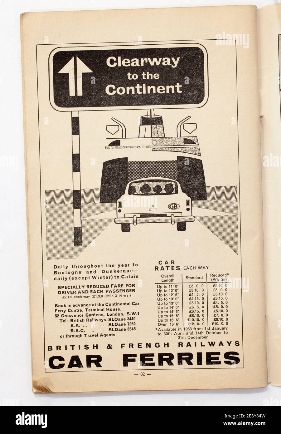 Cross Channel Car Ferries Advet from1940S Lilliput Magazine Stock Photo