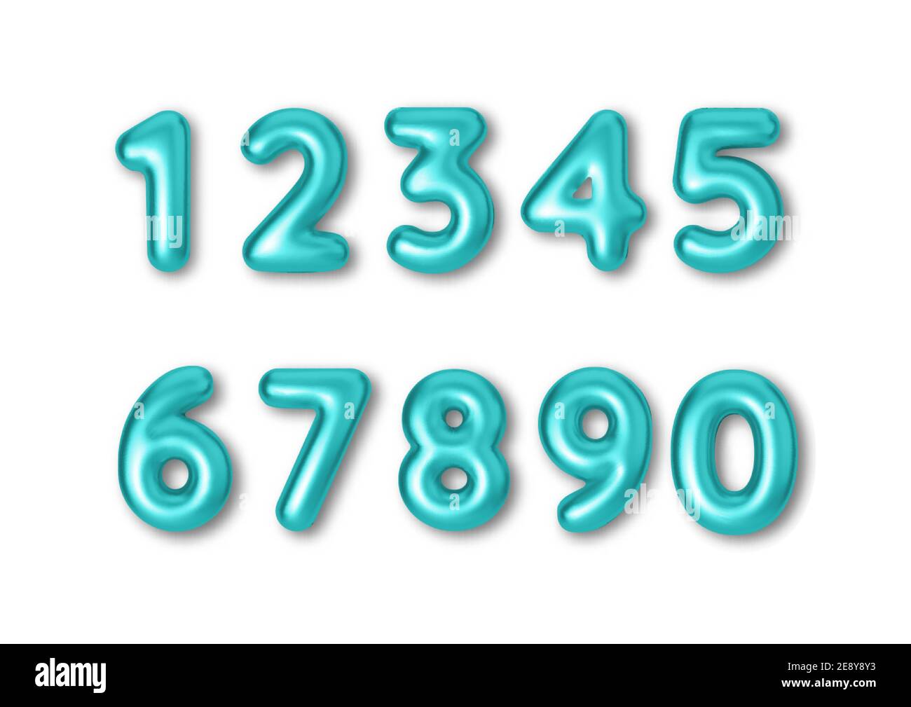 Realistic 3d font color blue numbers. Number in the form of metal balloons. Template for products, advertizing, web banners, leaflets, certificates Stock Vector