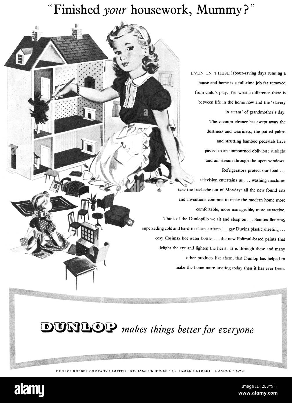 1954 British advertisement for Dunlop. Stock Photo