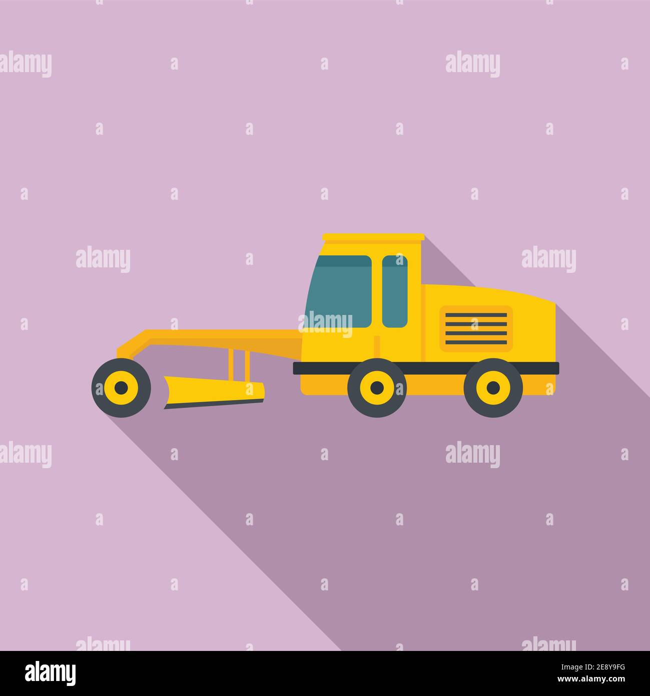 Grader machine truck icon, flat style Stock Vector