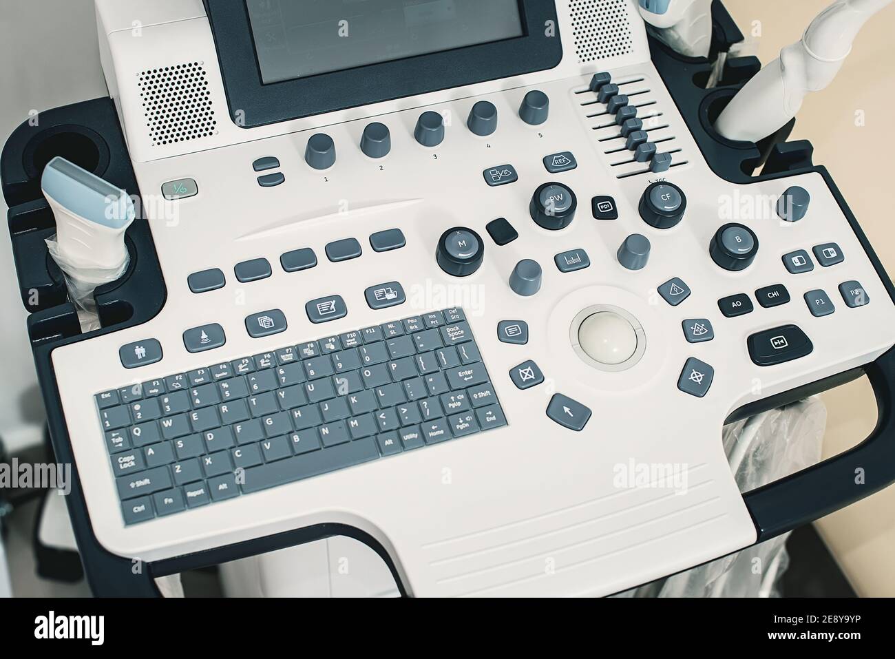 Medical equipments for ultrasonic diagnostics in a clinic. Interior of