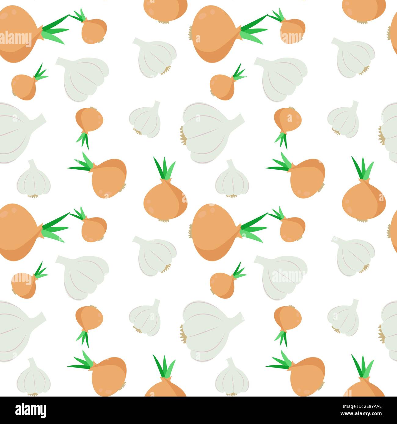 Garlic and onion seamless pattern. Vector with vegetables for design. Repetition of the pattern. Stock Vector