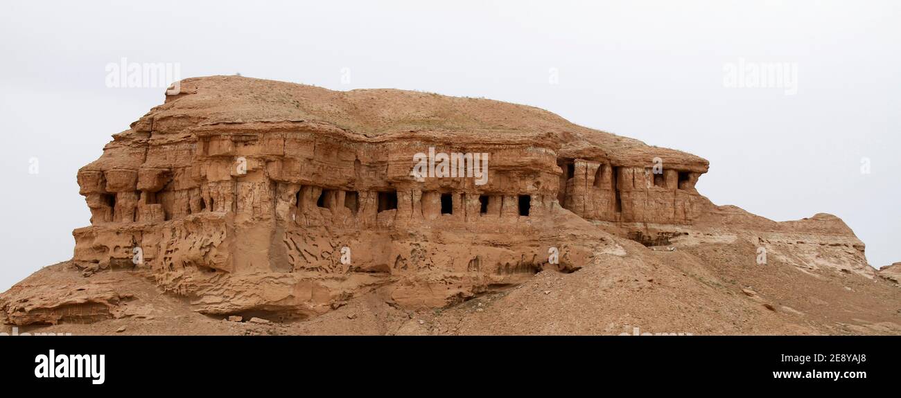 Al-Tar Caves in desert near Karbala, Iraq Stock Photo