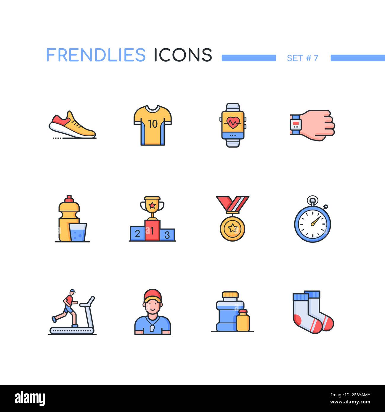Running - modern line design style icons set. Sportive equipment store ...
