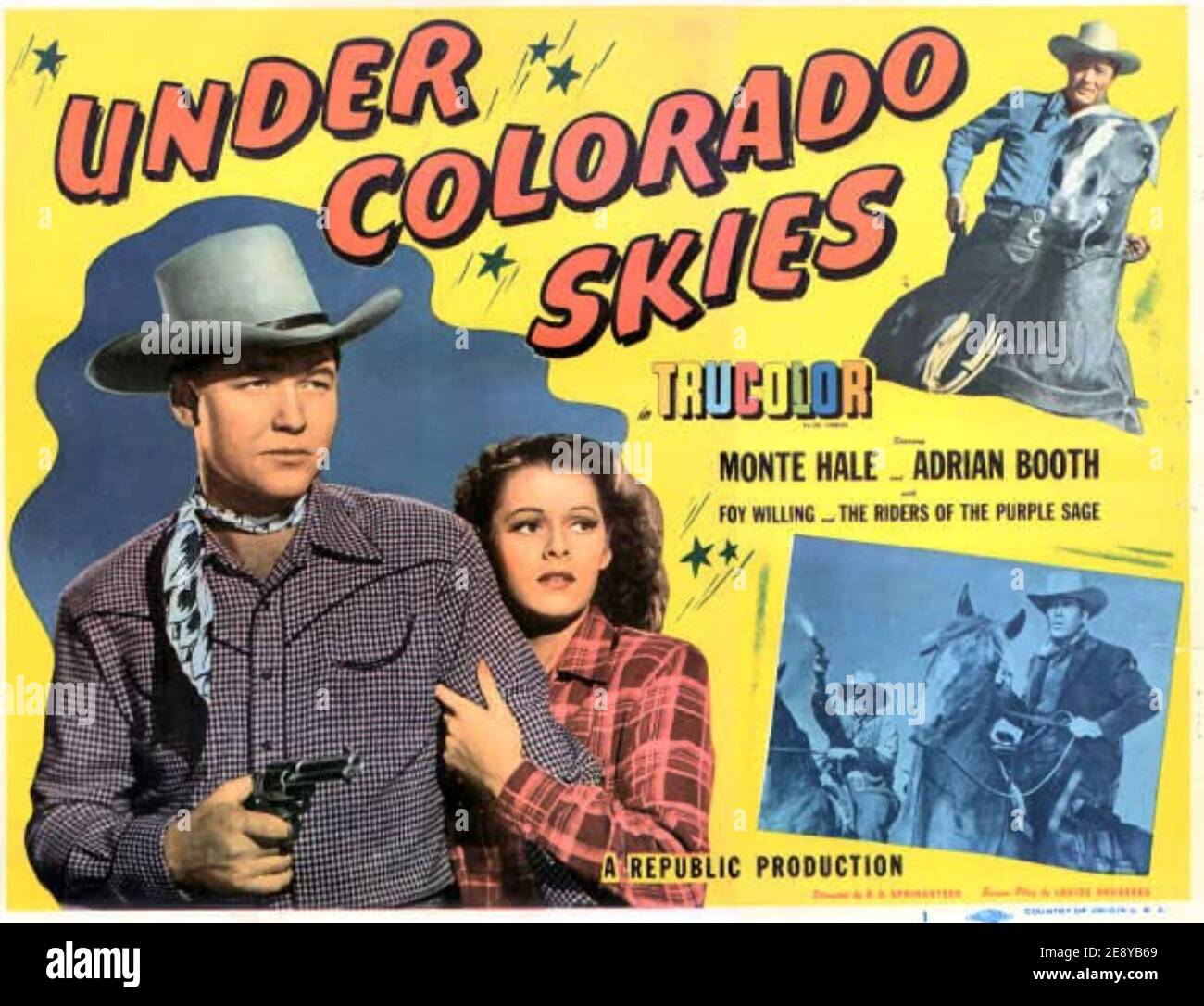 UNDER COLORADO SKIES 1947 Republic Pictures film with Monte Hale and Lorna Gray Stock Photo