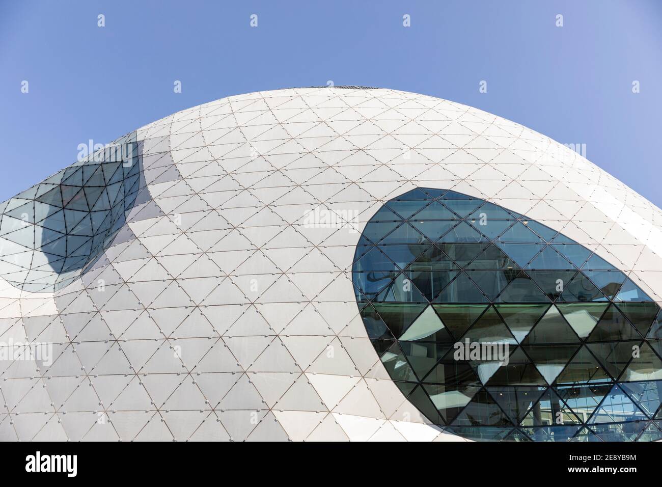 Eindhoven, The Netherlands, April 21st 2020. Exterior of the famous ’Blob’ building designed by Massimiliano Fuksas. Detail shot in the center of the Stock Photo
