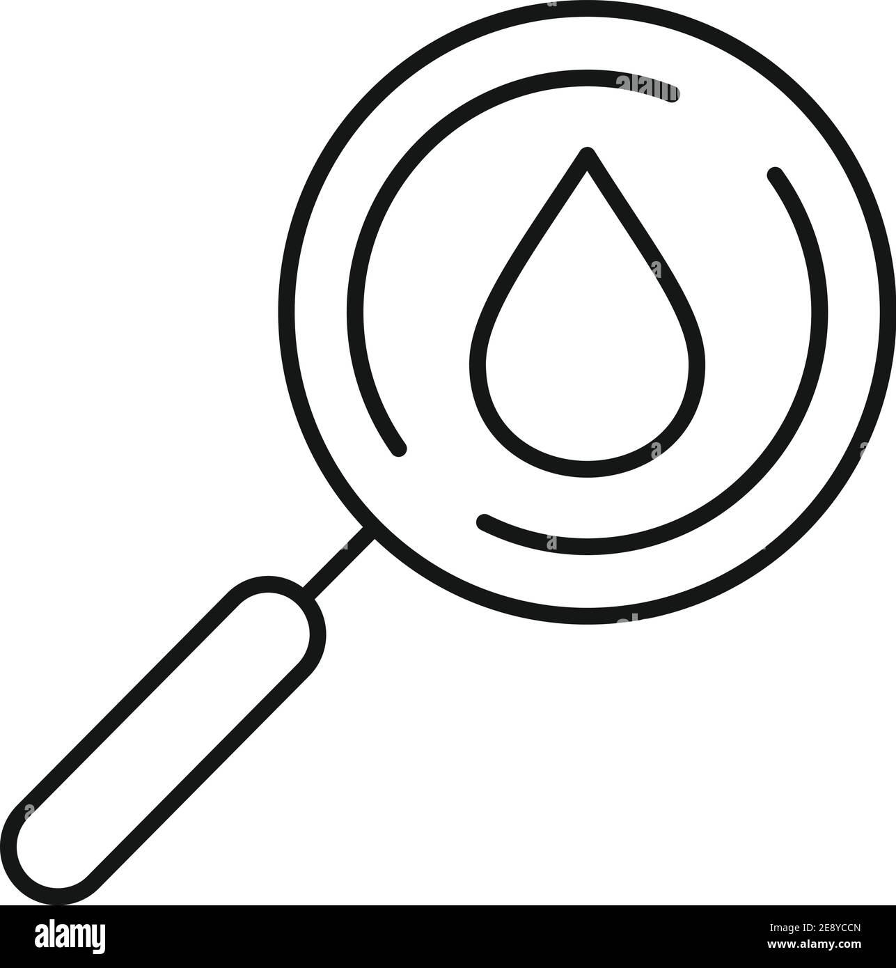 Blood drop magnifier icon, outline style Stock Vector