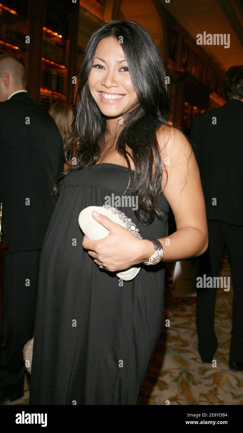 Indonesian born singer Anggun shows her pregnancy as she attends fashion designer Jean-Louis Scherrer's new book launch party held at Four Seasons Hotel in Paris, France on October 2, 2007. Photo by Denis Guignebourg/ABACAPRESS.COM Stock Photo