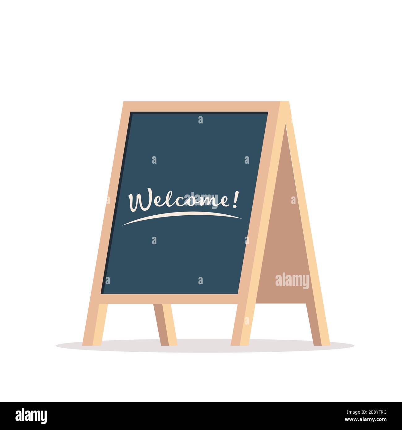 Street chalk board with text Welcome, isolated on white. Chalk board for advertising a cafe or store. Vector illustration Stock Vector