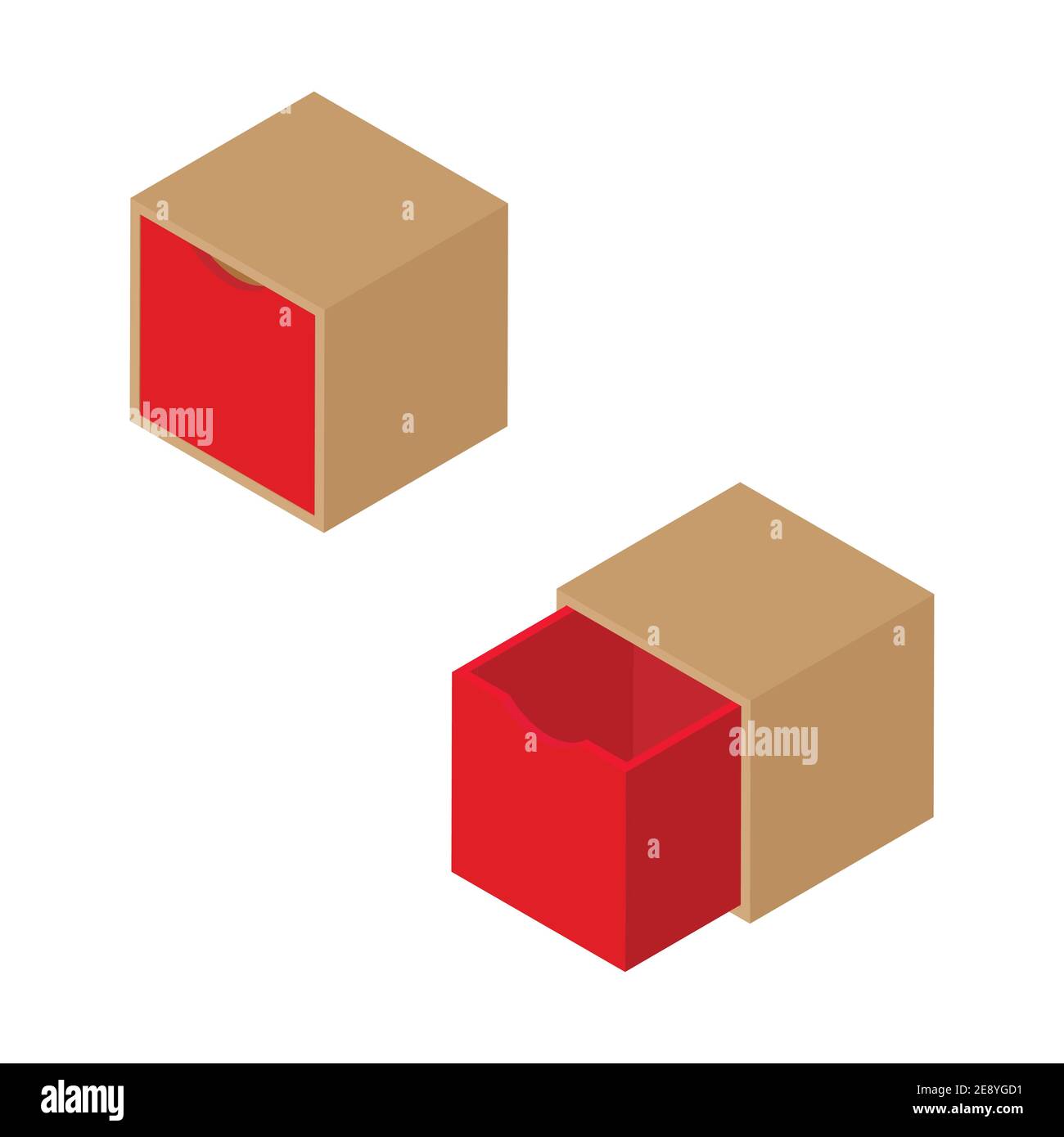 Stackable storage cube box toy organizer isolated on white background isometric view. Vector