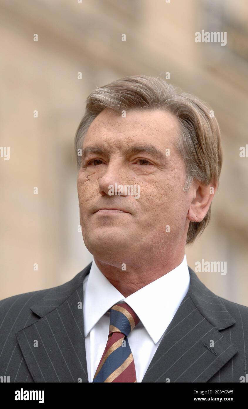 Viktor Yushchenko at the presidential Elysee Palace, in Paris, France, on October 5, 2007. Photo by Christophe Guibbaud/ABACAPRESS.COM Stock Photo