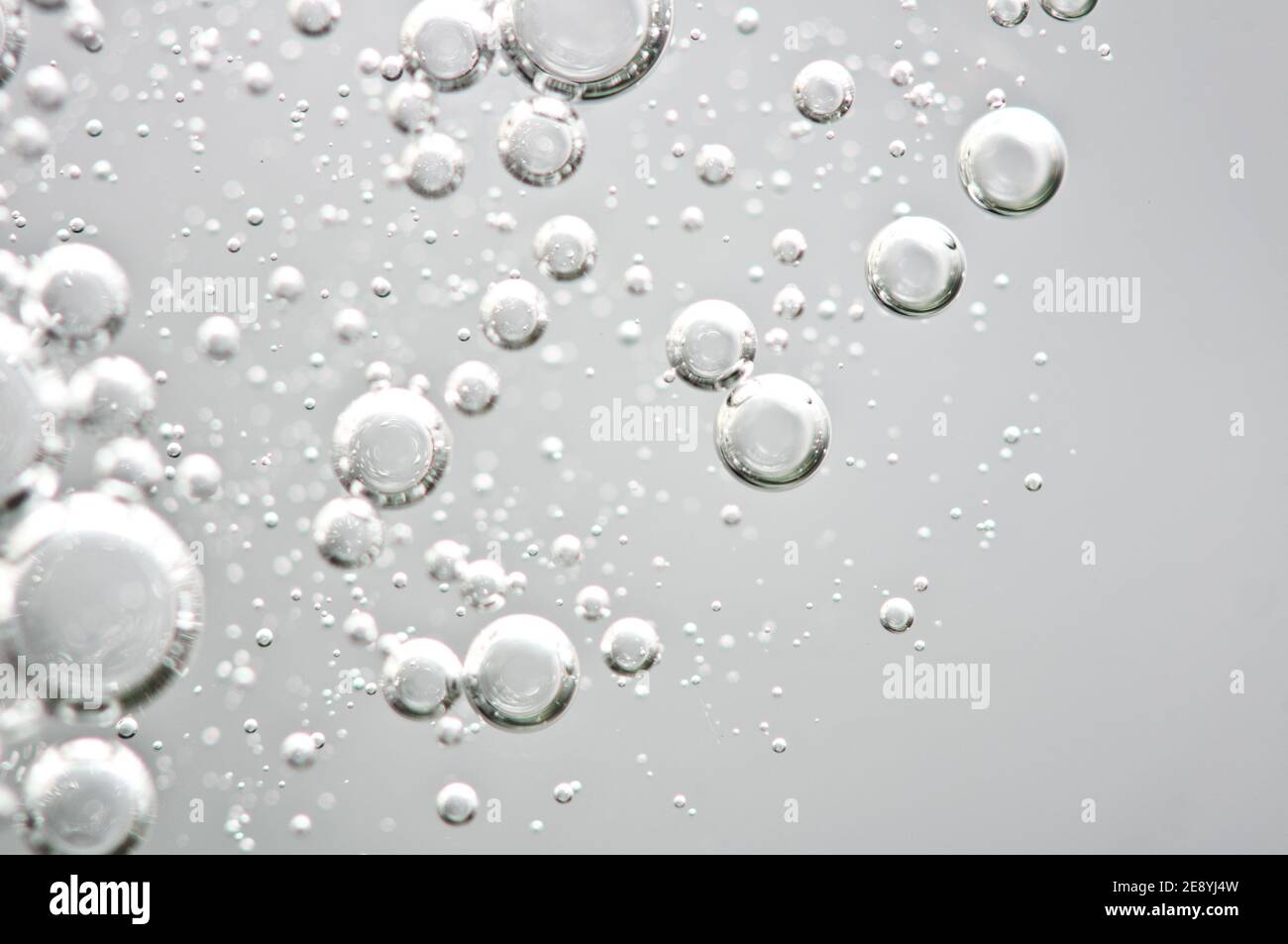 Bubbles from soda water or champagne, beer or other liquid with air