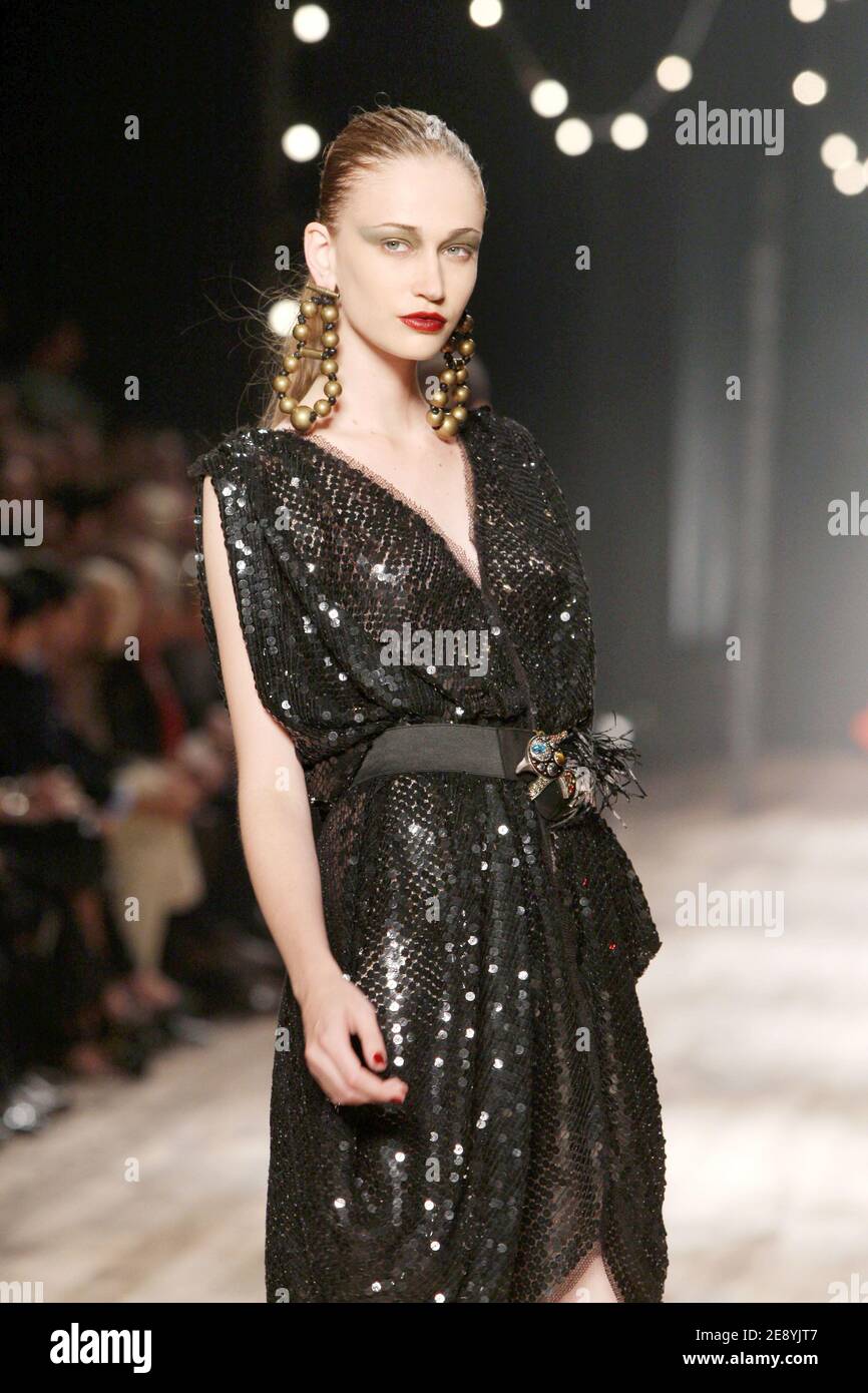 A model displays a creation by Israeli/US designer Alber Elbaz for Lanvin Spring-Summer 2008 Ready-to-Wear collection presentation held at the Espace Jardins du Louvre in Paris, France, on October 7, 2007. Photo by Java/ABACAPRESS.COM Stock Photo