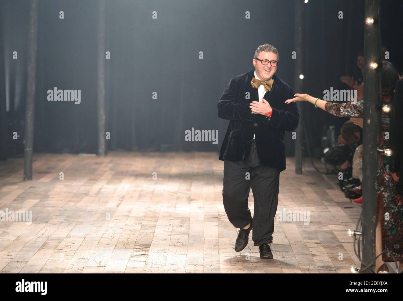 US designer Alber Elbaz makes an appearance on the runway for Lanvin's Spring-Summer 2008 Ready-to-Wear collection presentation held at the Espace Jardins du Louvre in Paris, France, on October 7, 2007. Photo by Java/ABACAPRESS.COM Stock Photo