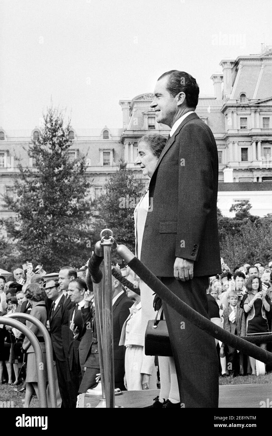 U.S. President Richard Nixon with Israeli Prime Minister Golda Meir, Washington, D.C., USA, Warren K. Leffler, September 25, 1969 Stock Photo