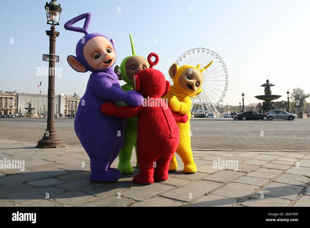 The Teletubbies, Tinky Winky, Dipsy, Laa-Laa and Po on the Place de la ...