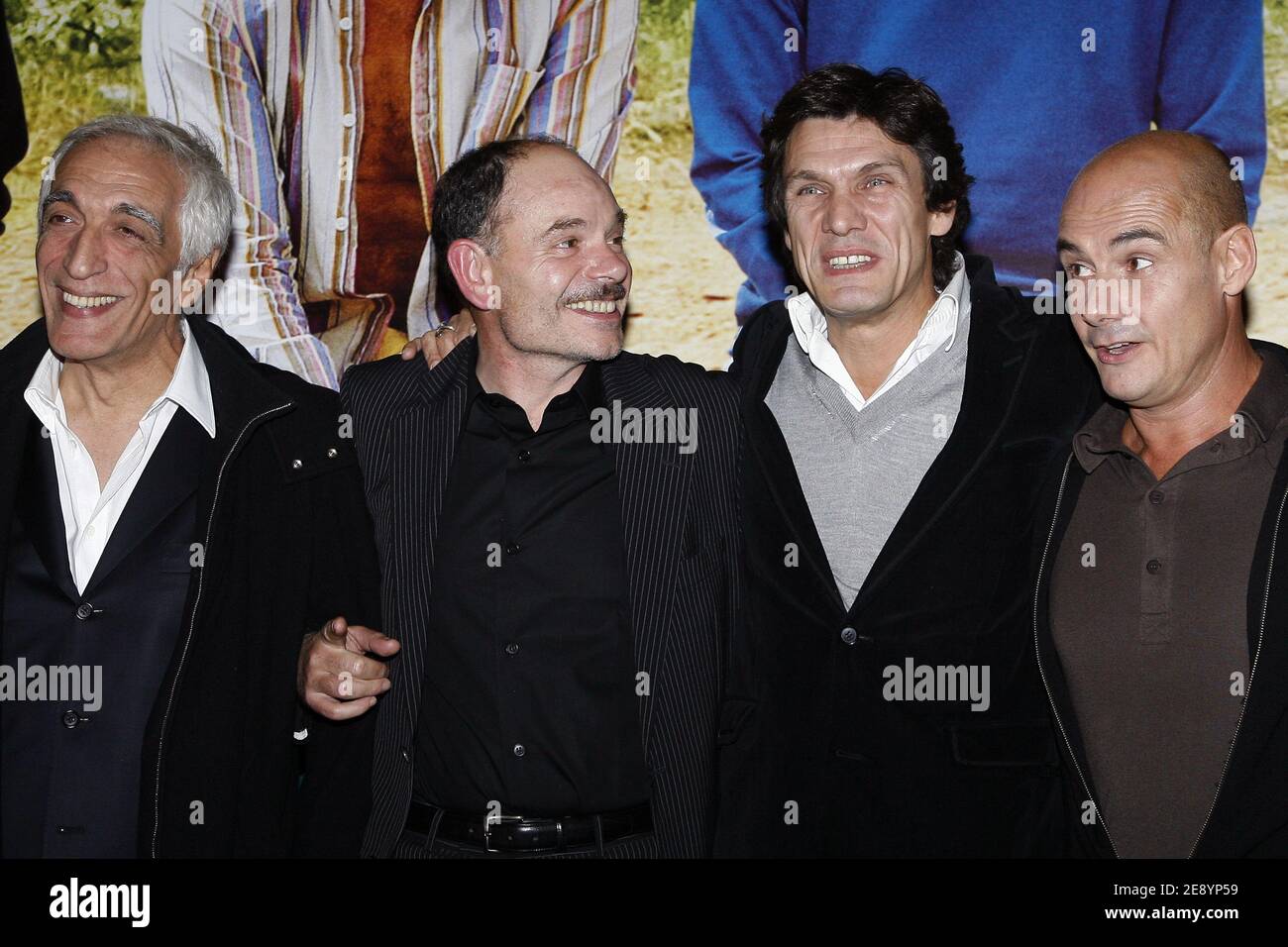Gerard Darmon, Jean-Pierre Darroussin, Marc Lavoine, Bernard Campan attend the premiere of Le Coeur des Hommes 2, held at the Gaumont Marignan theater in Paris, France, on October 15, 2007. Photo by Thierry Orban/ABACAPRESS.COM Stock Photo