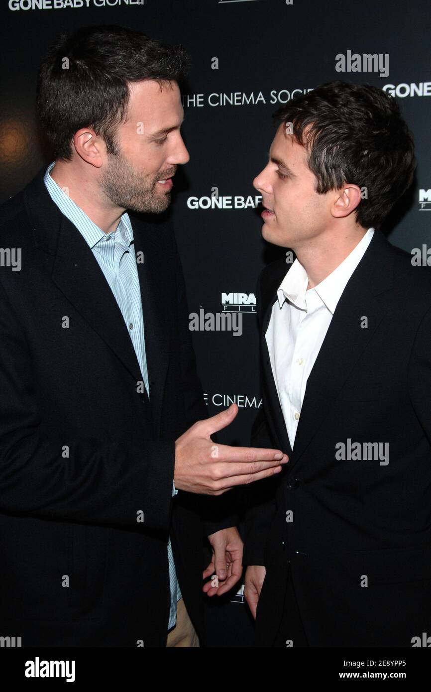 Actors Ben Affleck and Casey Affleck arrive at the screening of 'Gone Baby Gone,' held at the IFC Center in New York City, NY, USA on October 16, 2007. Photo by Jim Rock/ABACAPRESS.COM Stock Photo